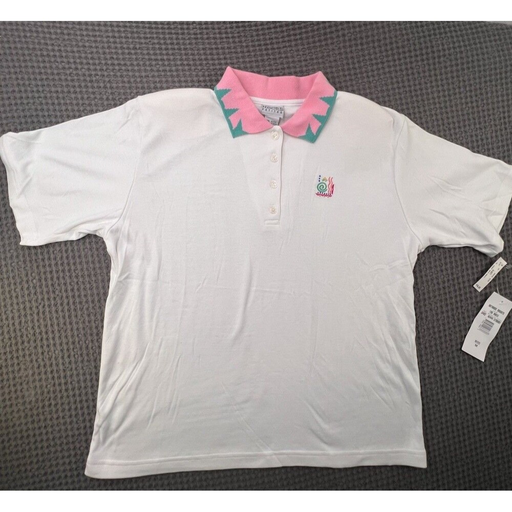 Koret Francisca Polo Womens M P Embroidered Short Sleeve Top Deadstock NOS 90’s